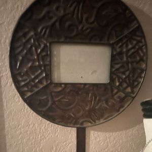 Decorative brass finish metal picture holders with attached hook